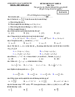 Đề thi khảo sát Toán 12 năm học 2018 – 2019 trường THPT Minh Châu – Hưng Yên