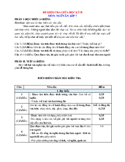 Đề kiểm tra giữa HK2 Văn 7 Kết nối tri thức có đáp (có án và ma trận)