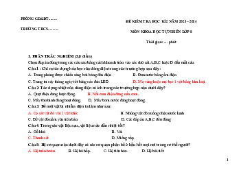 Đề thi học kì 2 môn Khoa học tự nhiên 8 năm 2023 - 2024 sách Cánh diều
