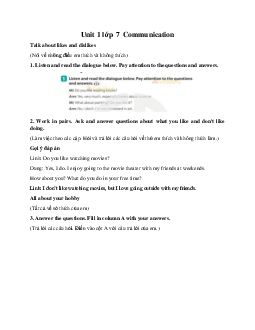 Unit 1 lớp 7 Communication sách Global Success