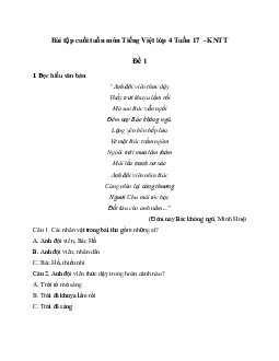Giải Bài tập cuối tuần lớp 4 môn Tiếng Việt Kết nối tri thức - Tuần 17