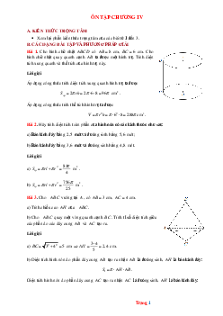 Phương pháp giải hình học 9 ôn tập chương 4 hình trụ- hình nón- hình cầu (có đáp án và lời giải chi tiết)