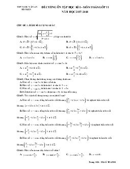Đề cương ôn tập HK1 môn Toán 11 năm học 2017 – 2018 trường THPT Chu Văn An – Hà Nội