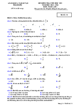 Đề kiểm tra cuối học kì 1 Toán 7 năm 2023 – 2024 sở GD&ĐT Bắc Giang
