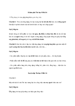 Tin học 8 Bài 16: Tin học và nghề nghiệp - Chân trời sáng tạo