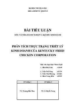 Phân tích thực trạng triết lý kinh doanh của Kentucky fried chicken corporation