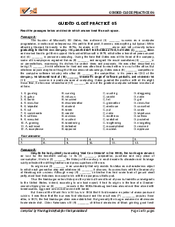 Guided Cloze Practice - 05 Compiled by the english hub for the specialised