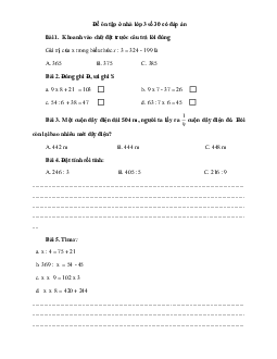 Đề ôn tập ở nhà lớp 3 số 30 có đáp án - (Ngày 04/4)