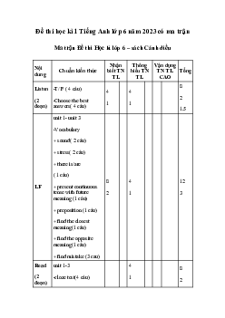 Bộ đề thi học kì 1 môn Tiếng Anh 6 năm 2023 - 2024 sách Explore English