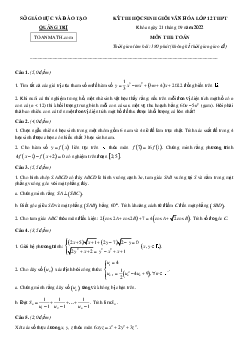 Đề thi học sinh giỏi Toán 12 năm 2022 – 2023 sở GD&ĐT Quảng Trị