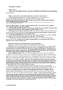 Bài ttaapj level A | Speaking and listening | Đại học Khoa học Xã hội và Nhân văn, Đại học Quốc gia Thành phố HCM