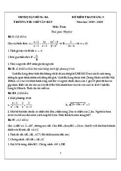 Đề kiểm tra Toán 9 tháng 9 năm 2019 – 2020 trường THCS Bế Văn Đàn – Hà Nội