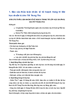 Viết báo cáo thảo luận nhóm về Tết Trung Thu | Tập làm văn 4