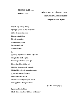 Đề thi học kì 2 môn Ngữ văn 7 năm 2022 - 2023 sách Chân trời sáng tạo - Đề 1