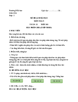 Giáo án Toán 2 sách Cánh diều (Cả năm) | Tuần 21