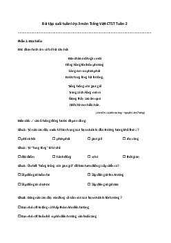 Bài tập cuối tuần lớp 3 môn Tiếng Việt CTST - Tuần 2 | Chân trời sáng tạo