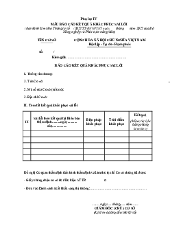 Mẫu Báo cáo kết quả khắc phục sai lỗi dành cho cơ sở sản xuất thủy sản mới nhất 2024