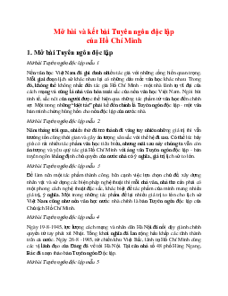 Mở bài và kết bài Tuyên ngôn độc lập của Hồ Chí Minh hay nhất | Văn mẫu 12