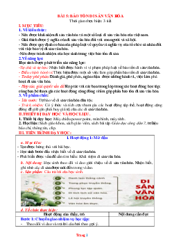 Giáo án GDCD 7 chân trời sáng tạo bài 5: Bảo tồn di sản văn hoá