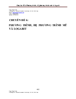 Chuyên đề phương trình mũ và logarit – Nguyễn Thành Long