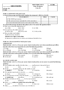 Giải Đề thi giữa học kì 2 lớp 10 năm 2022 - 2023 sách Smart world | Tiếng anh 10
