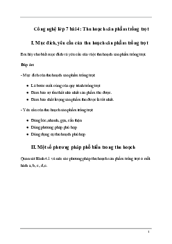 Giải Công nghệ 7 Bài 4: Thu hoạch sản phẩm trồng trọt | Kết nối tri thức