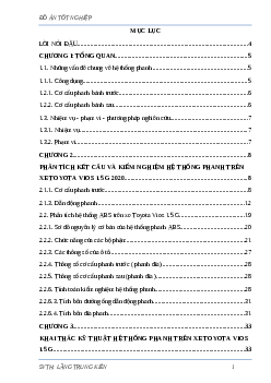 Đồ án khai thác kỹ thuật hệ thống phanh xe Toyota Vios 1.5 G 2020 | Trường Cao Đẳng Kinh Tế - Kỹ Thuật Trung Ương