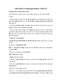 Giải Kinh tế và Pháp luật 10 Bài 6: Thuế CD