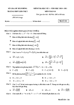 Đề thi HK1 Toán 10 năm 2020 – 2021 trường THPT Kiến Thụy – Hải Phòng