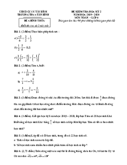Đề kiểm tra học kỳ 2 Toán 6 năm 2019 – 2020 trường THCS Trường Thạnh – TP HCM