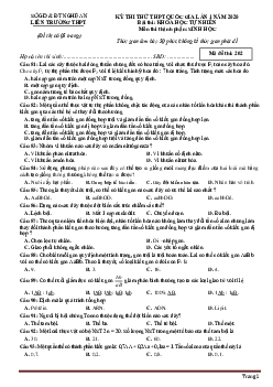 Đề thi thử TN THPTQG lần 1 năm 2020 môn sinh học Sở GD và ĐT Nghệ An Liên Trường THPT (có đáp án)