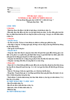 Giáo án Địa lí 7 Bài 1 sách Kết nối tri thức