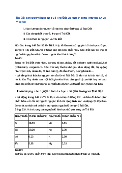 Giải Khoa học tự nhiên 9 Kết nối tri thức Bài 33: Sơ lược về hoá học vỏ Trái Đất và khai thác tài nguyên từ vỏ Trái Đất
