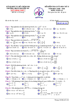 Đề thi giữa kỳ 2 Toán 10 năm 2020– 2021 trường THPT Nguyễn Du – TP HCM