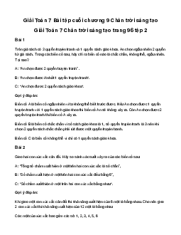 Giải Toán 7 Bài tập cuối chương 9 | Chân trời sáng tạo