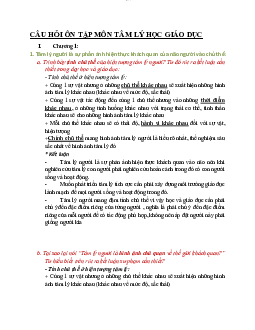 Một số câu hỏi về tâm lý học giáo dục | Đại học Sư Phạm Hà Nội