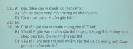 Tổng hợp câu hỏi và đáp án về vi khuẩn môn Vi sinh| Trường Đại Học Tây Nguyên
