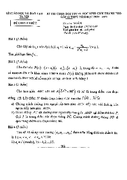 Đề chọn đội tuyển HSG Toán 12 THPT năm 2020 – 2021 sở GD&ĐT Hà Nội