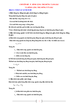Chuyên đề hình lăng trụ đứng tam giác và hình lăng trụ đứng tứ giác Toán 7