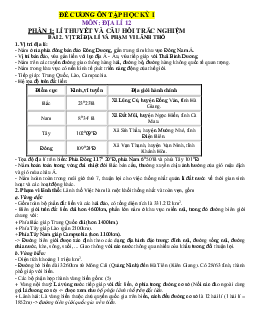 Đề cương ôn tập HK1 Địa lí 12 năm học 2023-2024