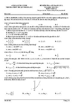 Đề sát hạch lần 1 Toán 11 năm 2023 – 2024 trường THPT Thuận Thành 2 – Bắc Ninh
