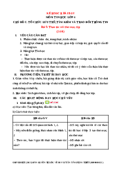 Giáo án Tin học lớp 4 Bài 5: Thao tác với thư mục, tệp | Chân trời