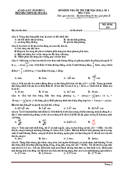 Đề thi thử THPT Quốc gia môn Lý 2020 trường THPT Quang Hà-Vĩnh Phúc lần 1 (có đáp án)