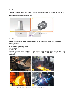 Công nghệ 11 Kết nối tri thức Bài 7: Khái quát về gia công cơ khí