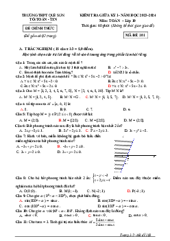 Đề giữa kỳ 1 Toán 10 năm 2023 – 2024 trường THPT Quế Sơn – Quảng Nam
