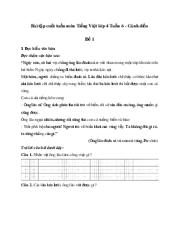 Giải Bài tập cuối tuần lớp 4 môn Tiếng Việt Cánh diều - Tuần 6