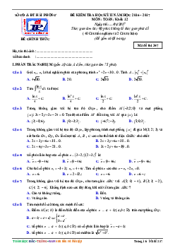 Đề thi HK2 Toán 12 năm học 2016 – 2017 trường THPT chuyên Trần Phú – Hải Phòng