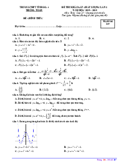 Đề KSCL lần 1 Toán 12 năm 2019 – 2020 trường THPT Tĩnh Gia 4 – Thanh Hoá