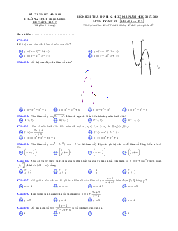 Đề kiểm tra định kì học kì I năm học 2017-2018 môn Toán 12 trường THPT Nhân Chính – Hà Nội