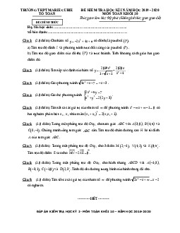 Đề thi HK1 Toán 10 năm 2019 – 2020 trường THPT Marie Curie – TP HCM